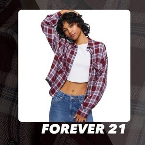 EUC Forever 21 Plaid Button Front Shirt